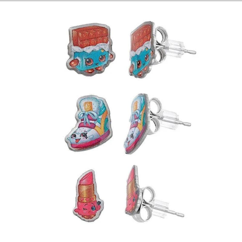 Shopkins Earrings Set for Little Girls, 3 Pairs: Sneaky Wedge/Cheeky Chocolates